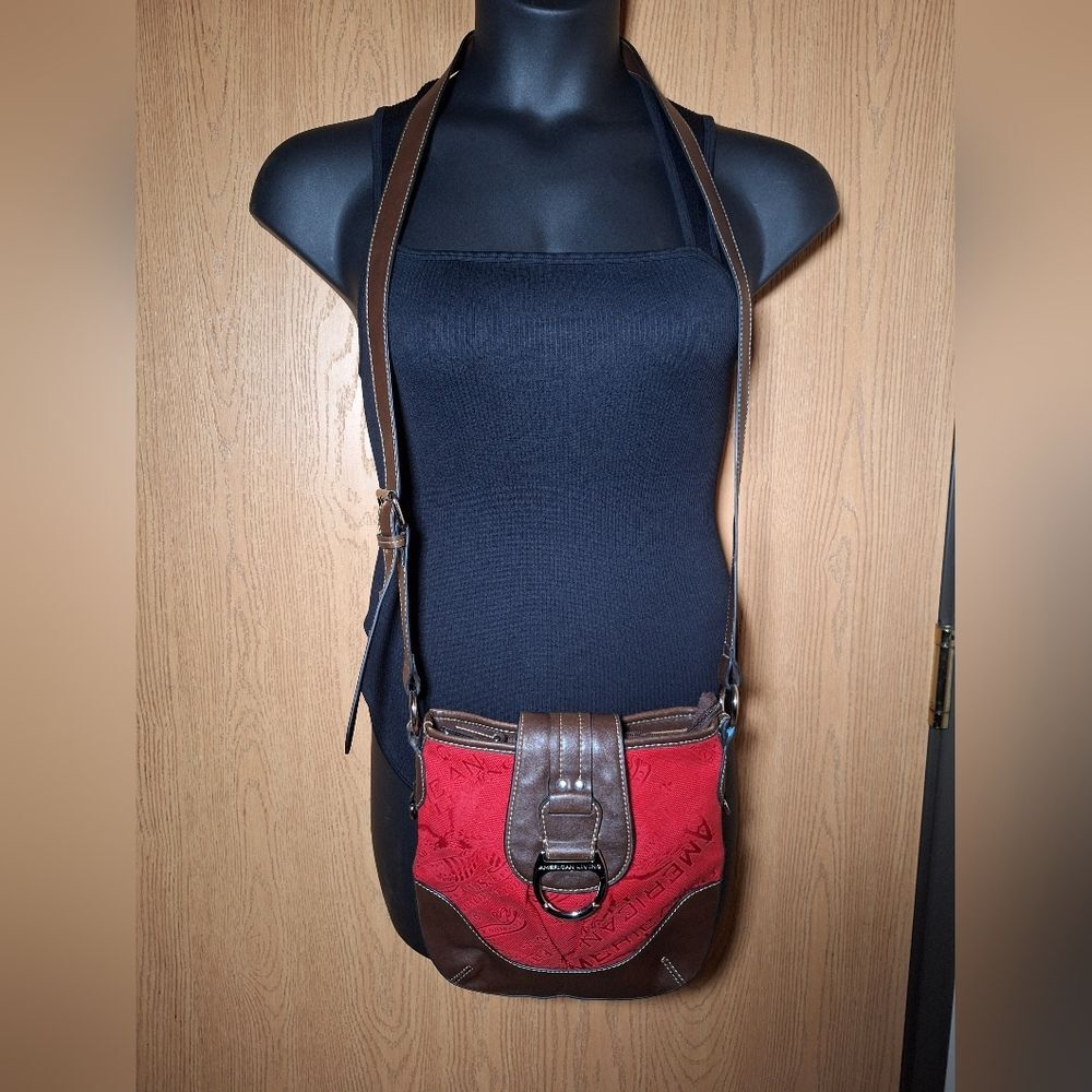 American Living Red and Brown Crossbody Bag